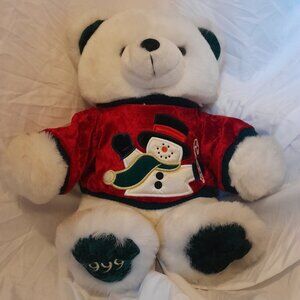 Vintage Y2K 1999 K-Mart Christmas Holiday Teddy Bear wearing Snowman Sweater